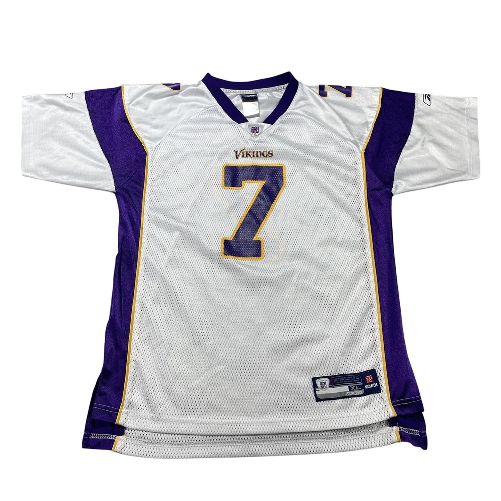 Minnesota Vikings Jersey Boys XL White‎ NFL Football Tarvaris Jackson 7 Reebok